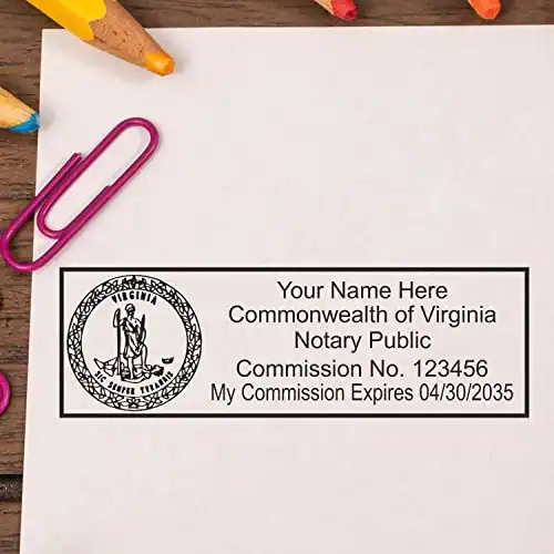 Slim Virginia State Seal Notary Stamp (Rectangular)