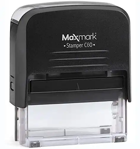 MaxMark Customized Self Inking Stamp - Up to Eight Lines of Text - Impression Size: 1.5